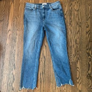 Paige Denim Cindy high waist destroyed hem straight leg Size 32